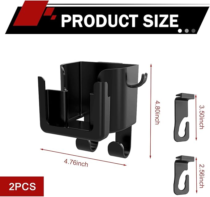 Car Headrest Cup Holder, 3-in-1 Multifunctional Vehicle Backseat Organizer for Phone Cup Holder Bag, Large Capacity Back Seat Organize Accessories, Universal for Most Vehicles (Black)