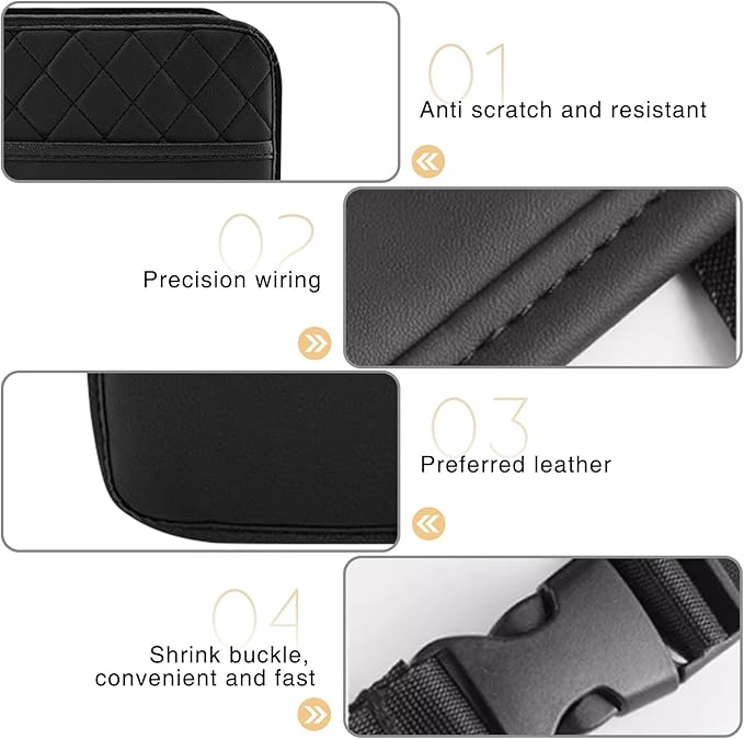 2 Pcs PU Leather Behind Seat Car Organizer, Multipurpose Hanging Bag Pocket for Most Cars (Black)