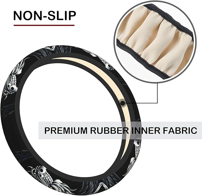 Cool Dragon Steering Wheel Cover, Non-Slip Breathable Neoprene Steering Wheel Covers, Car Accessories for Men, Universal 15 Inch Fit Auto, Suvs, Truck