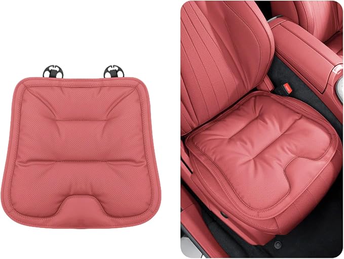 Bzxpk Skin-Friendly & Dirt-Repellent Leather Car Seat Cushion, Non-Slip PU Leather Seat Cover for Car, Office Chair & Travel, Breathable Comfort Cushion (Red, Front Row)