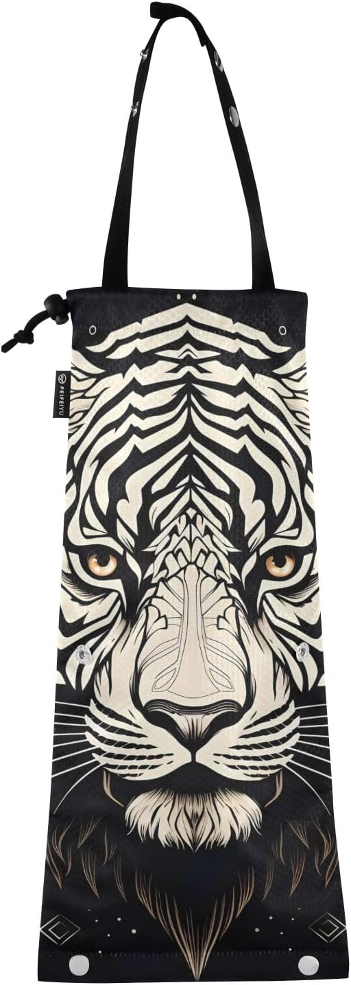 ALAZA Hanging Car Trash Bags Garbage Bag Trash Can for Back Seat Small Tiger 1 Washable Storage Bag Retractable 2 Pack