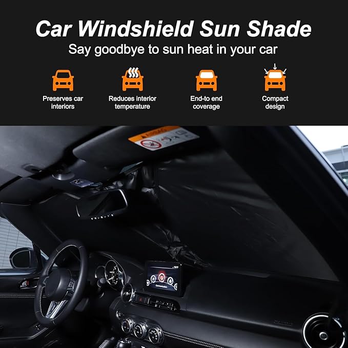 1 Pieces Car Sun Shade for Windshield,Sun Visor Front Windshield Sunshade,Foldable Windshield Cover Fits 2016 2017 and up, Compatible with Mazda MX5 (A)