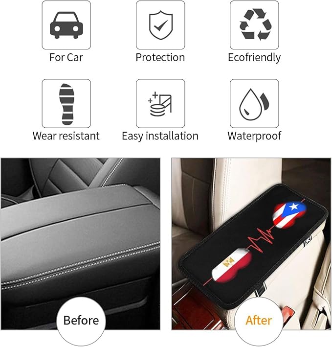 Auto Center Console Pad Puerto Rico Porto Rico Puerto Rican and Egypt Egyptian Flag Be of one Mind Car Armrest Cover Armrest Seat Handrail Box Cover Cushion Universal Decoration Protector Accessories
