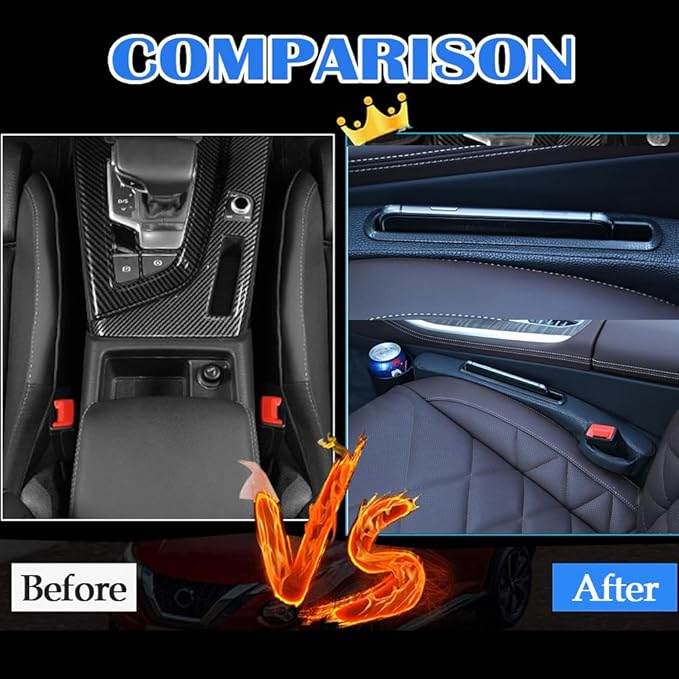 DURASIKO Advanced 3in1 Car Seat Gap Filler with Pocket Organizer and Removable Cupholder,Console Side Pocket Organizer,Car Seat Gap Pad for Cellphone Coin Key,Stopper and Blocker,PU Leather,2 Packs