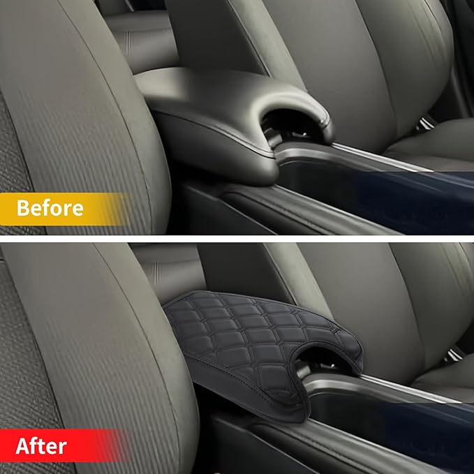 GIANT PANDA Custom Fit Center Console Armrest Cover for Honda HRV 2016-2022,Waterproof Faux Leather Middle Console Cover Arm Rest Lid Cover - Full Protection - Black
