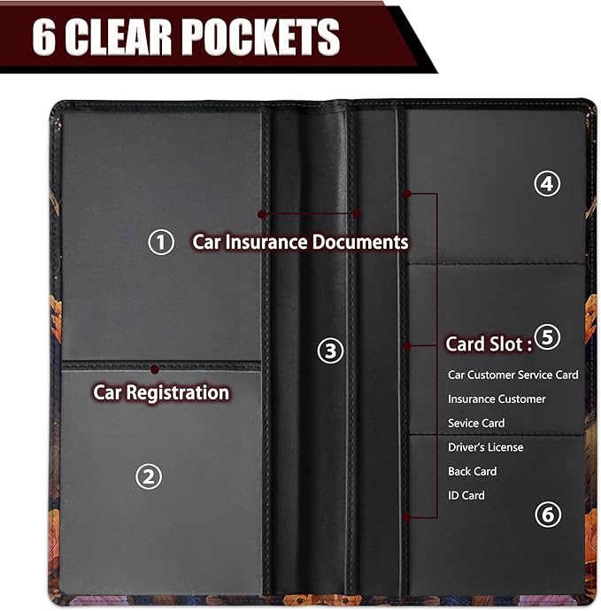 Yuxcfhjfe Car Registration and Insurance Holder, PU Leather Auto Document Holder for Men&Women, Vehicle Glove Box Compartment Organizer with Magnetic Shut for Driver's License, Baby Dragon Pattern