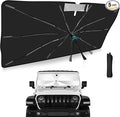 2025 Upgrade Windshield Sun Shade Umbrella Custom Fit for Jeep Wrangler JL 2018-2025 Foldable UV Protection Car Cover, Emergency Rain Shield & Dashboard Protector - Durable Auto Accessory