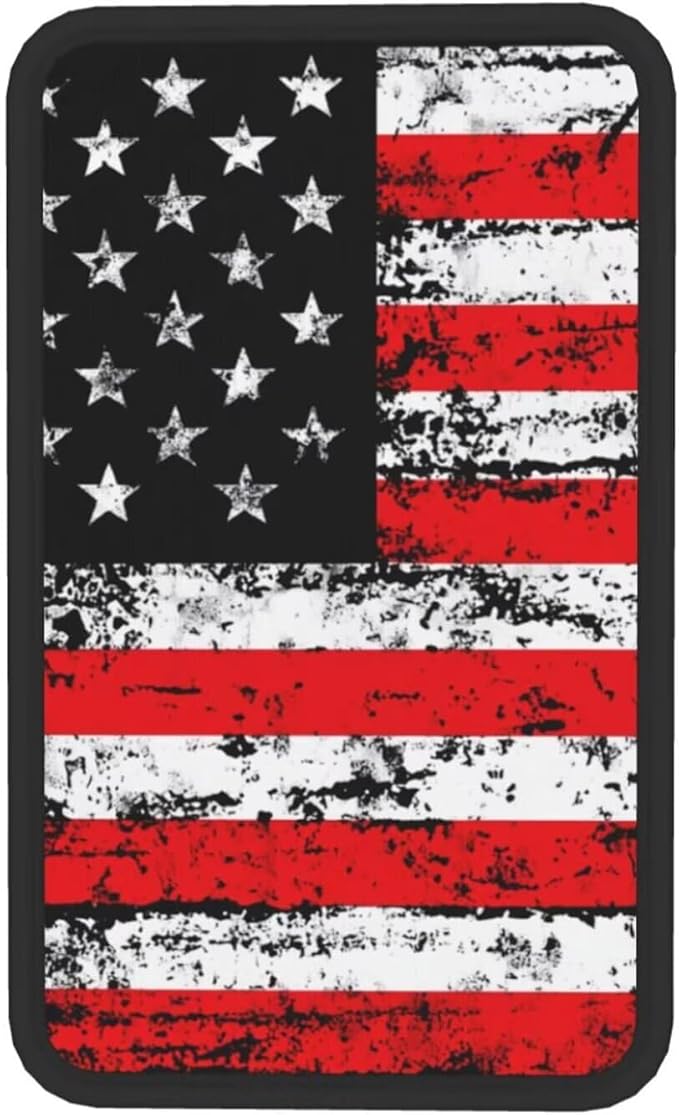 Red American Flag Center Console Cover for Most Cars Sedans Vans Truck Vehicles, SUVs Black Stars Vintage Middle Console Lid Pad Comfortable Armrest Protector Car Accessories