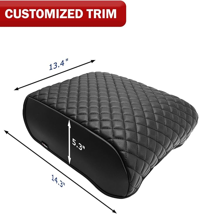 KBH Center Console Armrest Cover for Ford F150 2021 2022 2023 2024 2025 2026, PU Leather Interior Accessories, Middle Console Lid Protector, Arm Rest Cushion Thick Pad, Black (Fits Bucket Seat Only)