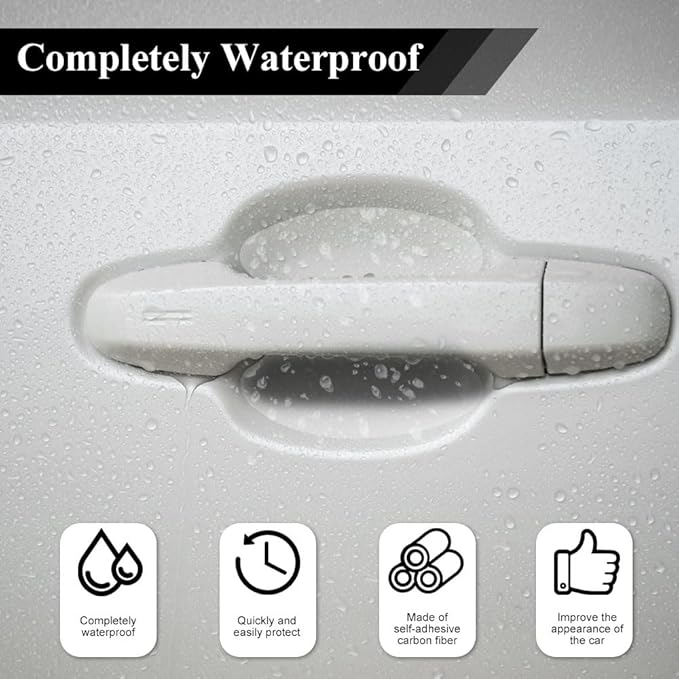 8PCS Car Door Handle Cup Scratch Protector, Car Door Handle Sticker, Scratch Auto Door Protective Film, Car Accessories Car Door Handle Protective Films Universal for Cars (Transparent, 8PCS)