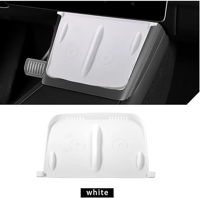 Model Y Center Consoles Wireless Charging Pad, Non-Slip Silicone Mat for Tesla Model 3/ Y Juniper 2025 2024 Phone Charger Protective Pad Car Interior Accessories(White,for Model 3/Y 2024)