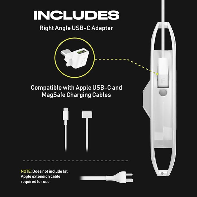 Fuse Reel Side Winder MacBook Charger Organizer Compatible with USB-C and MagSafe Apple Adapter - Travel Essential and Desk Cord Case and Cable Management for MacBook Pro Laptop Adapter