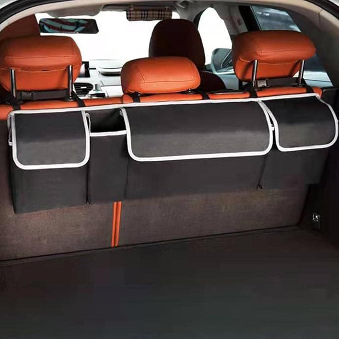 N/A/A /A Car Trunk Organizer, Car Trunk Organizer Collapsible Backseat, Backseat Trunk Organizer for SUV & Car - Hanging Organizer Foldable Cargo Storage Bag