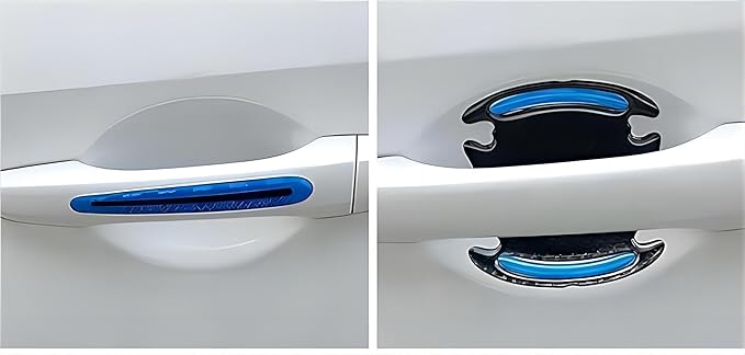 Car Door Protector-Door Handle Shielding Film, Door Dampening Pads, and Door Corner Guards for All Car Models - Noise Reduction & Anti-Scratch Solution (Blue)
