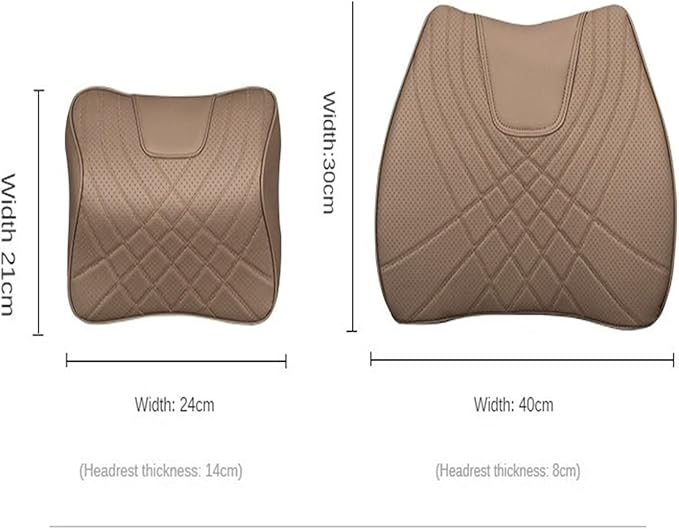 Car Pillow Car Headrest Pillow Set Sewing Leather Lumbar Waist Support Memory Foam Fit for Seat Neck Protctive Cushion Accessories Car Neck Pillow(I)