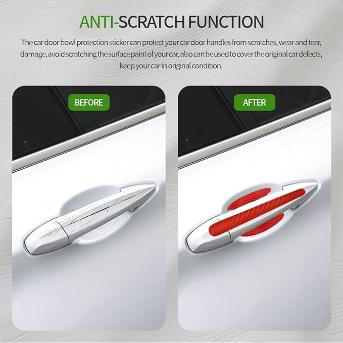 8PCS Carbon Fiber Handle Protectors - Anti Scratch Car Stickers, Universal Paint Guard Cover, Door Handle Cup Protective Film