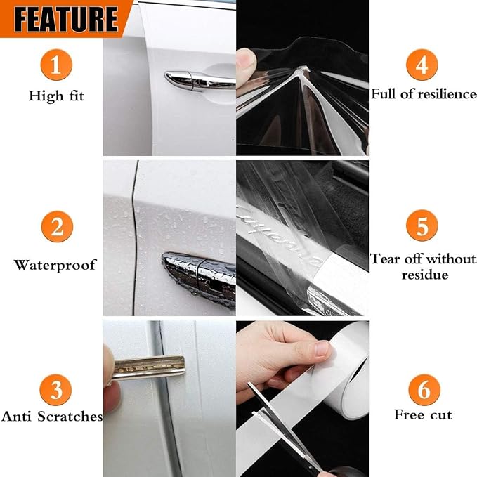 MYFAMIREA Anti-Scratch Anti-Collision Adhesive Strip Car Door Edge Guard Protector Strip Car Door Scuff Plate Protectors Transparent Invisible Tape for Rear Bumper/Door(66Ft x 4In)