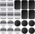 Adhesive Thin Metal Plates(Compatible with Magnetic Mounts),20PCS Metal Plates for Phone Case,(10 Rectangle and 10 Round) S-07N(Black+Silver)