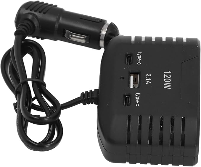 SUNGOOYUE 120W MultiPort Car Charger, DualPort USB TypeC Power Adapter for Efficient Charging, Daily Life and Travel, ABS Material