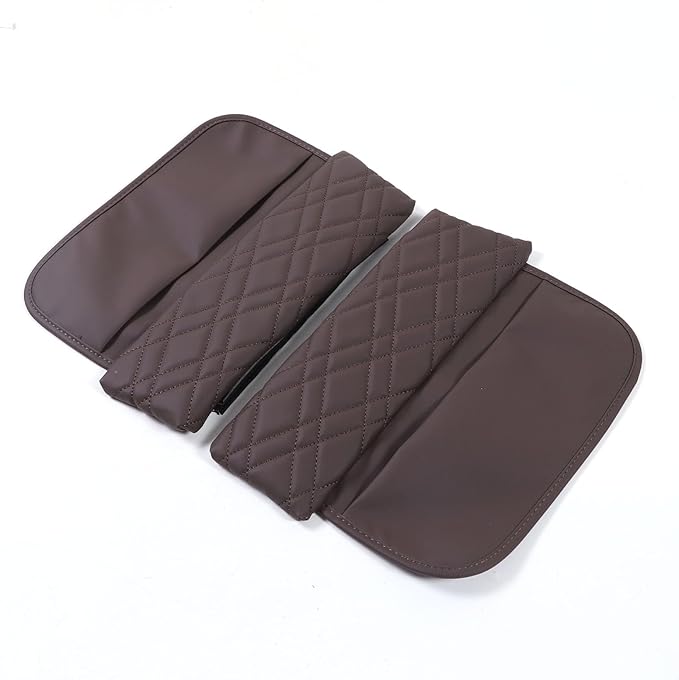 Car Center Console Cover Compatible with BMW 5 Series G60 2024 Sedan,Center Seat Armrest Cover Pad Leather Cushion Anti-Scratch Protector with Side Mobile Phone Storage Pockets 2PCS (Coffee Color)