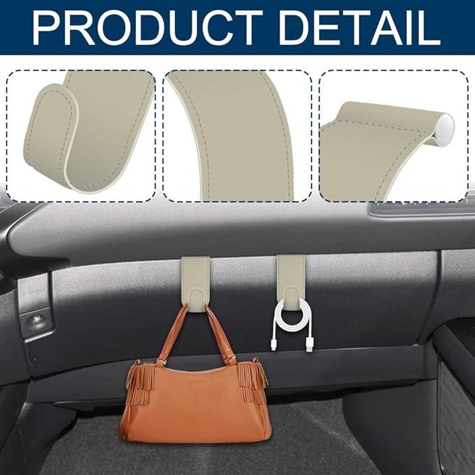 Car Co-Pilot Glovebox Hooks, Glove Box Organizer for Car, Anti-Scratch Vehicle Passenger Seat Storage Hanger, Auto Accessories Auto Glove Box Front Seat Hook for SUV Sedan Truck (Beige)