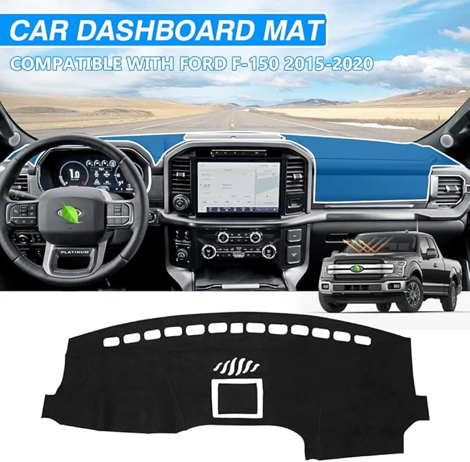 CARTIST Dash Cover Fits for Ford F-150 2015-2018 2019 2020 F150 Accessories, Dashboard Cover for F-150 Left Hand Driving Non-Slip (No HUD)(Not Fit 2018 F150 Dashboard Without Speaker in Center Bin)
