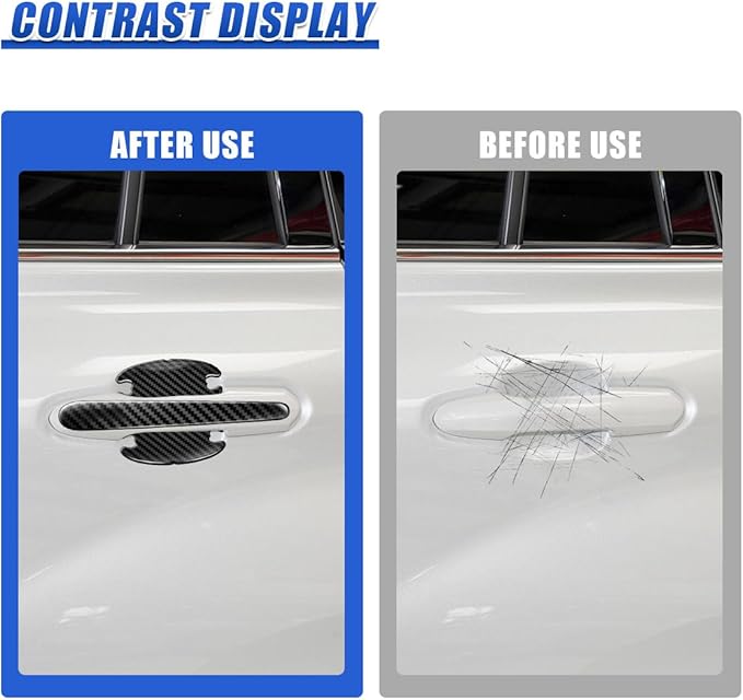 16PCS Car Door Handle Cup Scratch Protector Set - Universal Waterproof Rearview Mirror Protector Film Car Door Bowl Sticker - Anti-Scratch Paint Cover Guard Pad for Cars (CarbonFiber)