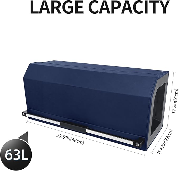 CarCrate SUV Trunk Organizer Storage, Leather Collapsible Trunk Storage Organizer with Magnetic Lid & Sturdy Handle, Waterproof Cargo Organizer for SUV Sedan Van (Blue 27.5''*11.4 ''* 12.2'')