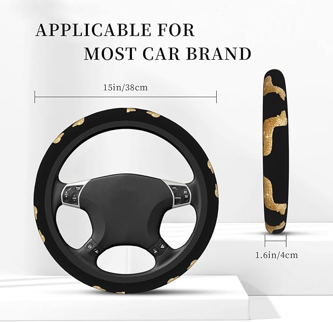 Gold Daschund Dog Neoprene Steering Wheel Covers Women Men Car Accessories, Universal 15 Inch Fit Auto, Suvs, Truck