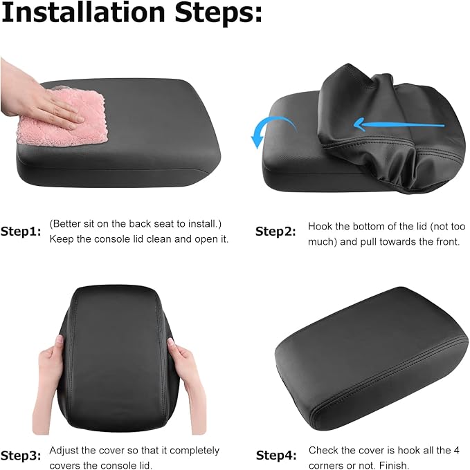 INTGET Center Console Cover for 2022-2025 2026 Nissan Frontier Accessories Leather Middle Armrest Lid Protector Replacement (Black Leather)
