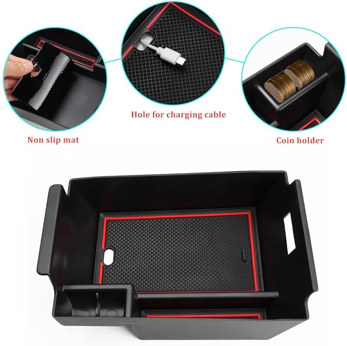 MARCHFA Center Console Organizer Compatible for 2020-2022 2023 2024 2025 2026 Benz GLE 350 450 W167 53 AMG Accessories Armrest Tray Organizer Insert Storage Box for GLS 450 2020 2021 2022 (Red)