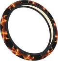 Black Orange Fire Geometric Universal Fit Steering Wheel Cover for Car, Truck, and SUV, Durable Steering Wheel Protection