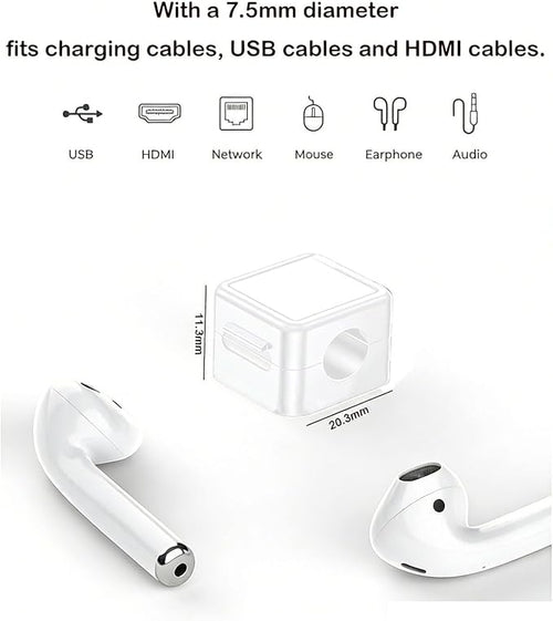 10 Pack Cord Organizer, Magnetic Cable Management, Cord Holder for Desk, Adhesive Cable Clips Wire Keeper for Nightstand, Home, Office, Desktop, Car, Wall (White)