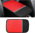 Bling Leather Car Center Console Cover, Car Center Console Protector With Glossy Crystal Rhinestone, Universal Waterproof Car Armrest Seat Box Cover For Most Car, Vehicles, SUVs, Trucks (Red)