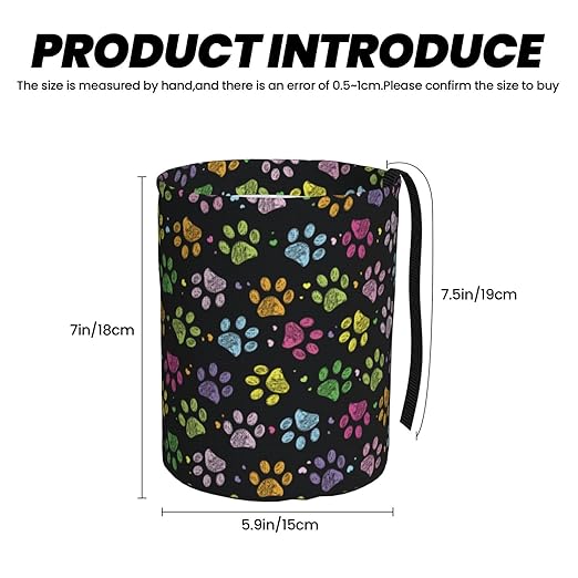 KXWQTRDD Car Garbage Bag Colorful Paw Print Mini Car Trash Bin Portable Collapsible Waterproof Rubbish Bag for Car Accessories Back Front Seat Cup Holder
