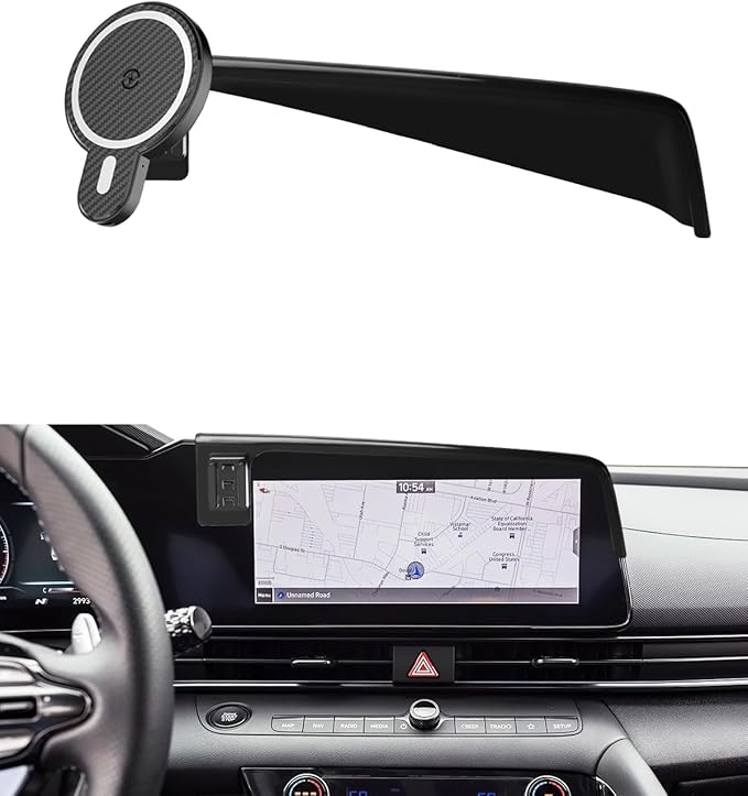PZK Car Phone Holder for Hyundai Elantra 2021-2025 SE/SEL/Sport/Limited/N Line Accessories 8-Inch/10.25-Inch Screen Magnetic 15W Fast Wireless Charger Car Phone Mount Not Affect Air Vent