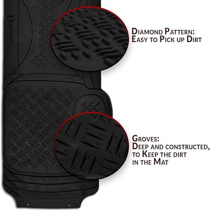 Zento Deals Car Floor Mat -Heavy Duty Weather Protection Mats (Black - 1pcs Car Diamond Floor Mat)