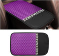 Bling Leather Car Center Console Cover, Car Center Console Protector With Glossy Crystal Rhinestone, Universal Waterproof Car Armrest Seat Box Cover For Most Car, Vehicles, SUVs, Trucks (Purple)