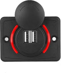Car Dual USB Port Socket, 3.1A DC12V/24V Portable Mini Power Charger Socket with LED Indicator for High End Large Scale Vehicles Such as Ships, Yachts, RVs, Buses(Red)