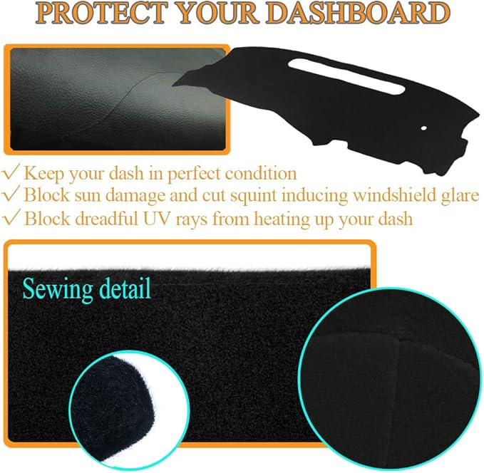 Dash Cover Dashboard Cover Mat Pad for 1998-2004 Chevy Chevrolet S10 Blazer/GMC Jimmy Sonoma (Black) Y39