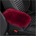 Car Center Console Cover Pad, Fluffy Middle Console Pad Armrest Seat Box Cover, Universal Furry Arm Rest Decoration Protector for Car Truck SUV, Interior Car Accessories (Wine Red)