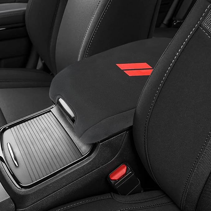 INTGET Center Console Cover for Dodge Charger Accessories 2011-2020 2021 2022 2023 for Chrysler 300 2015-2022 Leather Armrest Cover Console Lid Protector Cushion Pad(Black Cushion, Neoprene)