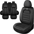 Iceleather Car Seat Covers for Ford Edge 2007-2025,Waterproof Soft Breathable PU Leather Seat Cover with Storage Pockets(Classic Black,Full Set)