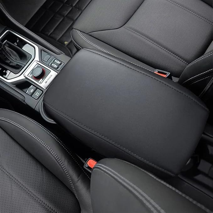 A ABIGAIL Center Console Armrest Cover Compatible with Subaru Forester 2019-2023 PU Leather Arm Rest Box Lid Middle Console Cover Seat Protector Armrest Cushion Pad (Black)