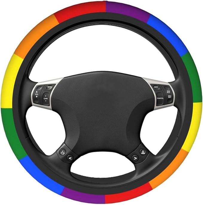 Gay Pride Steering Wheel Cover for Women Men Girls Car Accessories Decor Anti-Slip Neoprene Auto Steering Wheel Covers Protector Universal 15 Inch