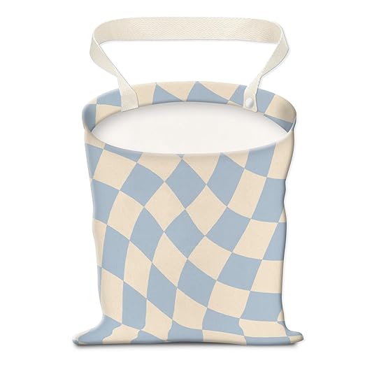 Car Trash Can, Hanging Garbage Bin for Men and Women, Cute Car Organizer and Storage Bag, Canvas Vehicle Trash Can Bag Easy-to-Install Cute Blue Checkborad