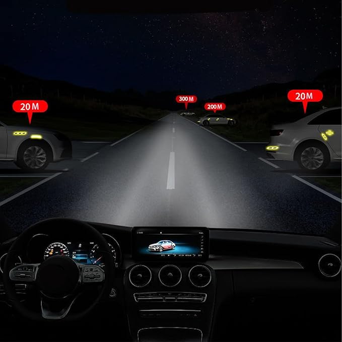 16 Piece Reflective Car Sticker Set Mirror Warning Sticker Car Door Handle Protector Reflective Self-Adhesive and Scratch Free Paint Protective Film (White)