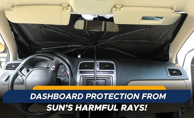 EcoNour Car Windshield Sunshade | Foldable Reflector Umbrella Sunshade, Blocks UV Rays Sun Visor Protector to Keep Your Vehicle Cool and Damage Free (Large 55 inches x 31 inches)