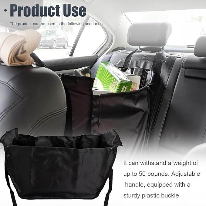 Car Seat Organizer, Oxford Cloth Backseat Car Storage Bag with Drawstrings, Large Capacity Passenger Seat Organizer, Hammock Foldable Hanging Travel Bag for Road Trip (1PC)