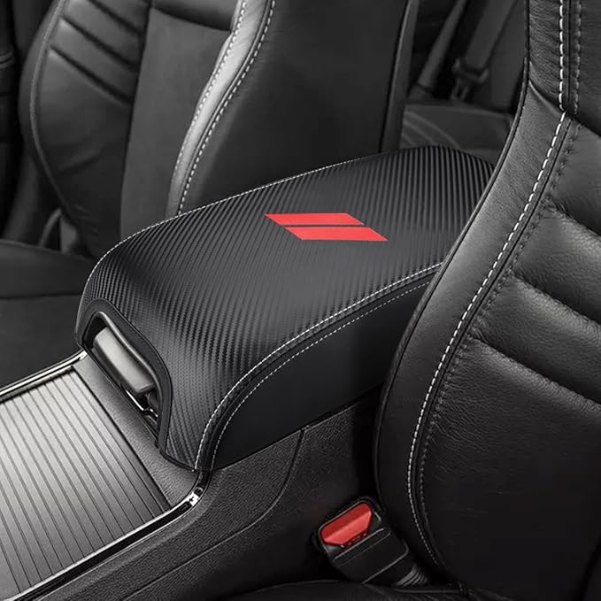 INTGET Center Console Cover for Dodge Charger Accessories 2011-2020 2021 2022 2023 for Chrysler 300 2015-2022 Leather Armrest Cover Console Lid Protector Cushion Pad(Carbon Fiber Texture, Leather)
